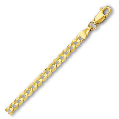 14K Solid Yellow Gold Comfort Curb Chain 3.6mm thick 18 Inches