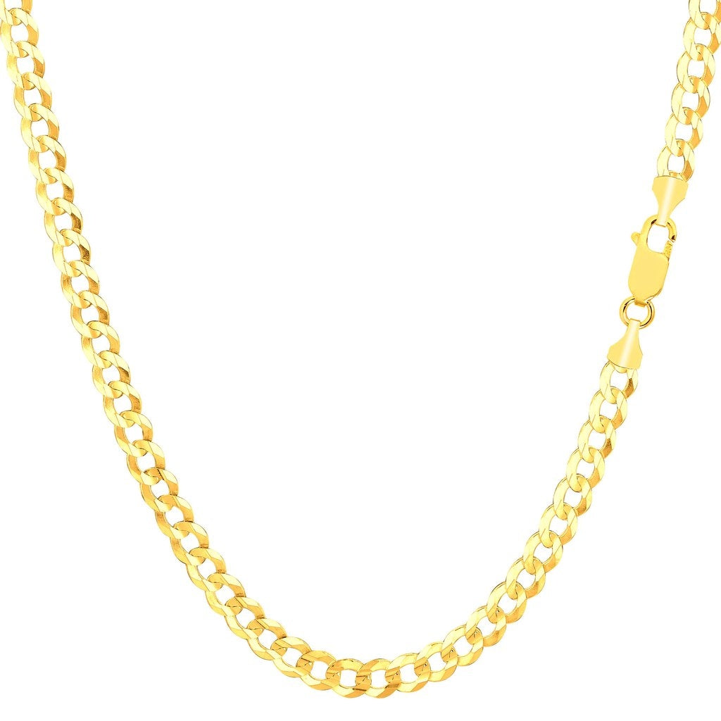 14K Solid Yellow Gold Comfort Curb Chain 3.6mm thick 24 Inches