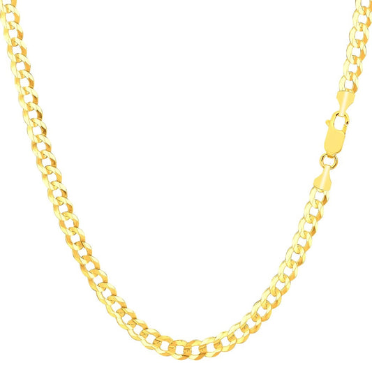 14K Solid Yellow Gold Comfort Curb Chain 3.6mm thick 18 Inches