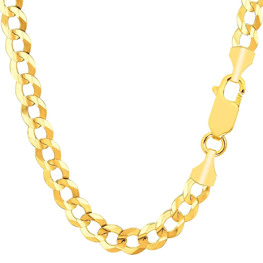 14K Solid Yellow Gold Comfort Curb Chain 7mm thick 20 Inches