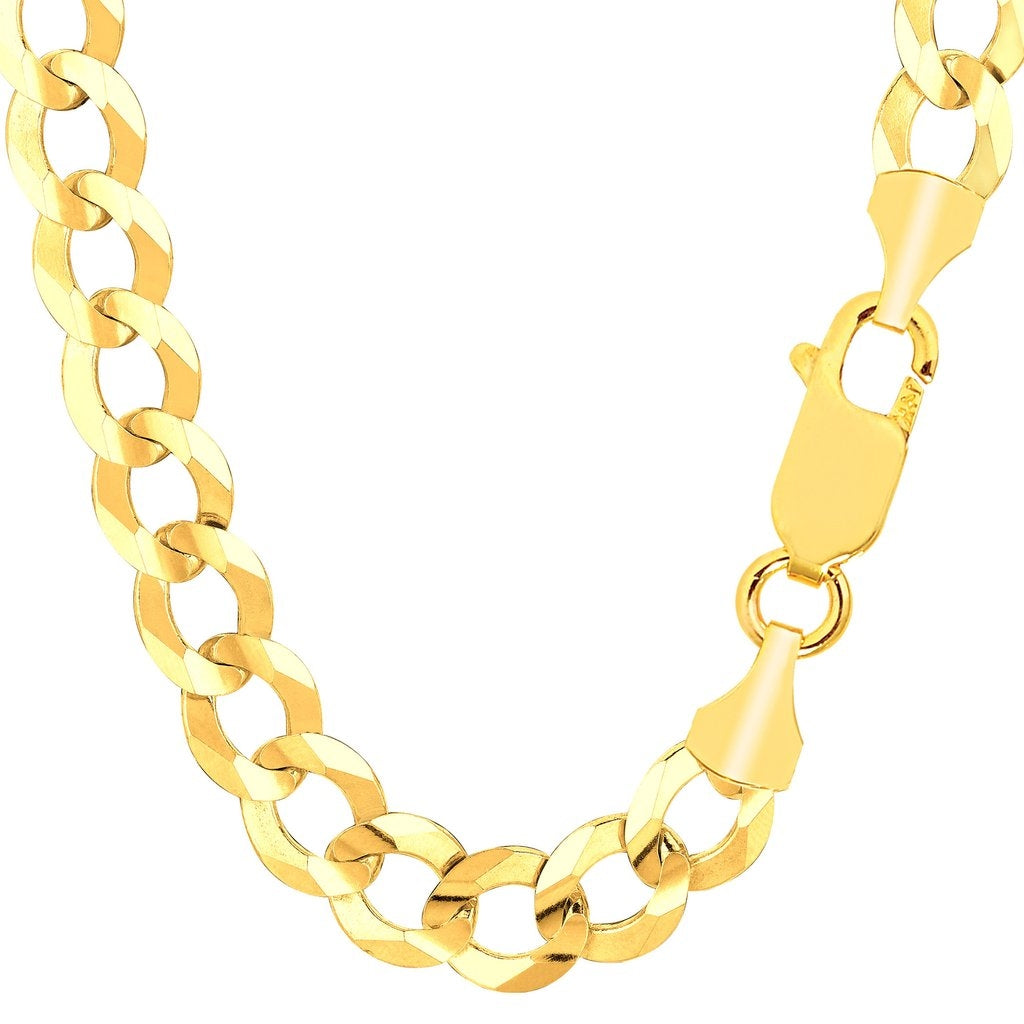 14K Solid Yellow Gold Comfort Curb Chain 10mm thick 24 Inches
