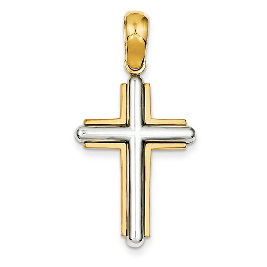 14K Gold Two-tone Cross Pendant
