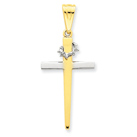 14K Gold Two-tone Cross Pendant