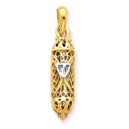 14K Gold Two-Tone Mezuzah with Shin Charm