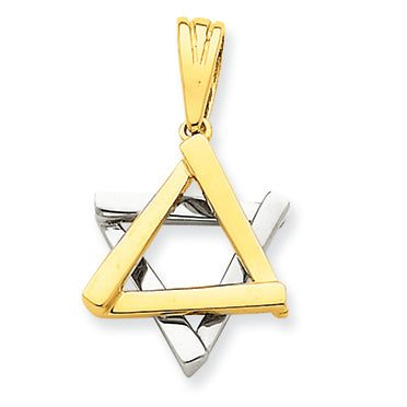 14K Gold Two-tone Star of David Pendant