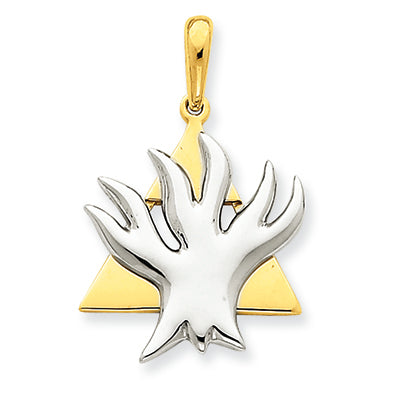 14K Gold Two-tone Fancy Star of David Pendant