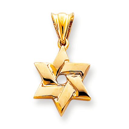 14K Gold Solid Polished Star of David Pendant