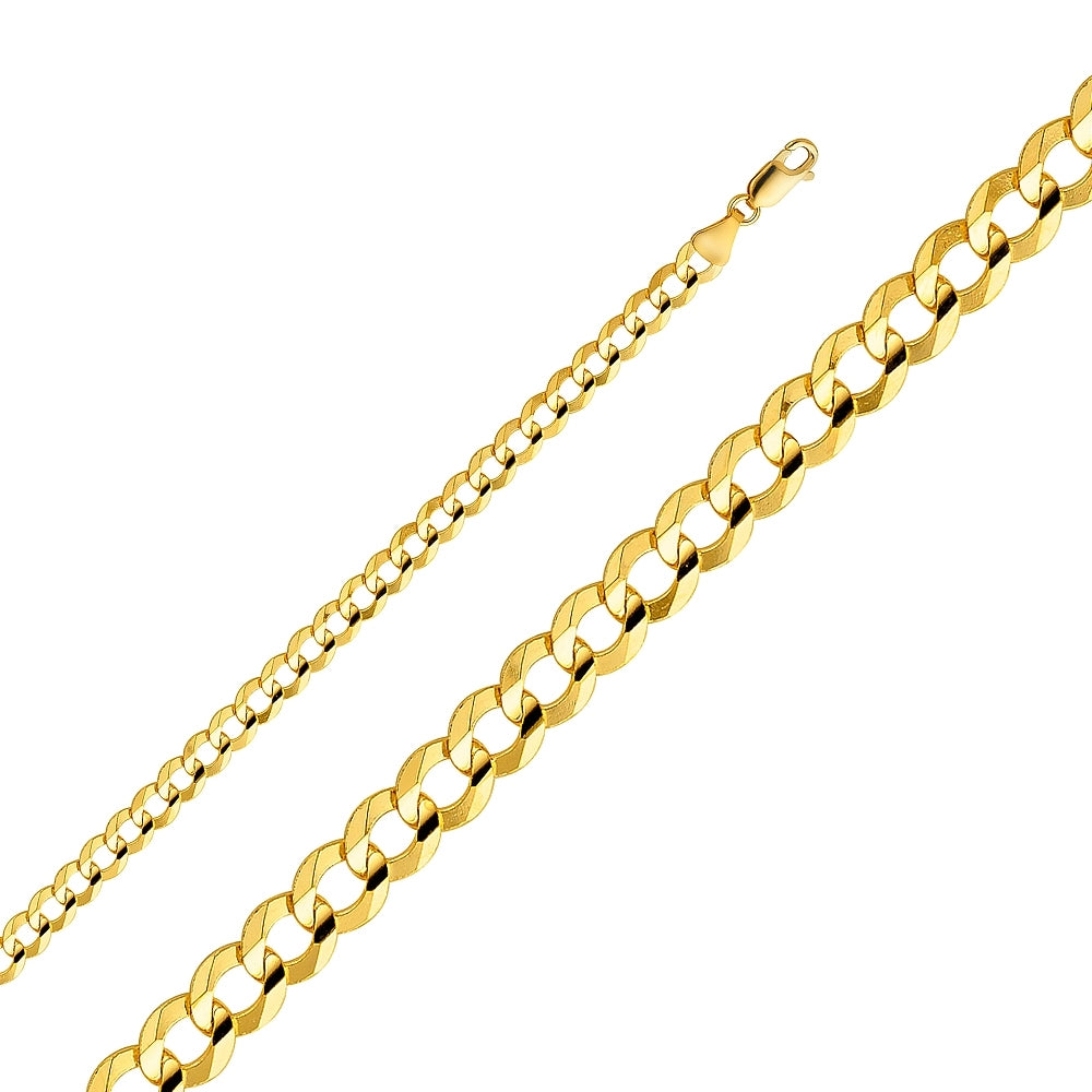 14K Solid Yellow Gold Concave Curb Chain 6.3mm thick 20 Inches.  Made in Italy