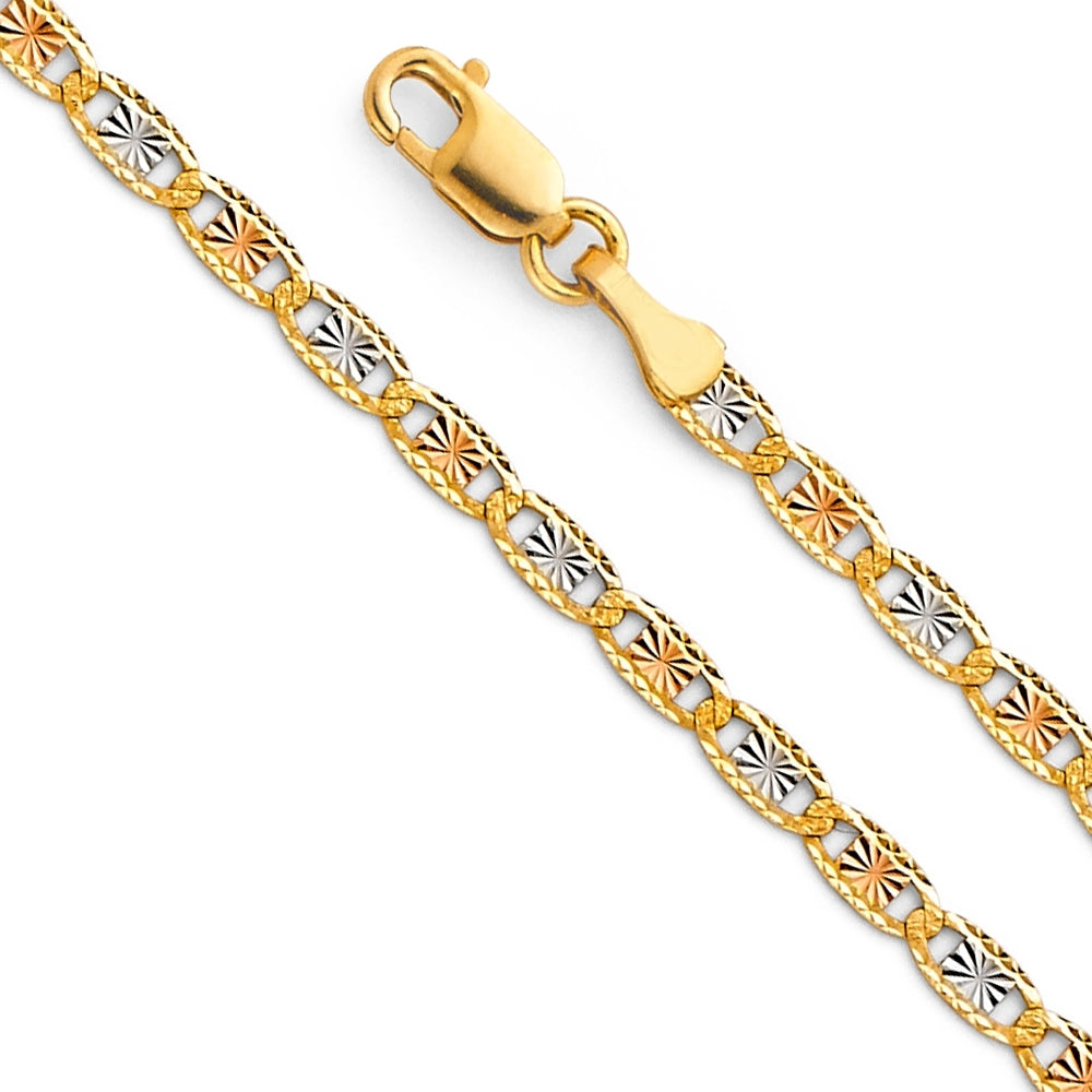 14K Solid Multi Tone Gold Valentino Mariner Chain 2.9mm thick 24 Inches.  Made in Italy