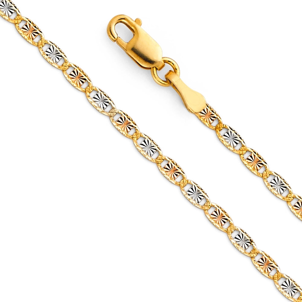 14K Solid Multi Tone Gold Valentino Mariner Chain 2.2mm thick 24 Inches.  Made in Italy