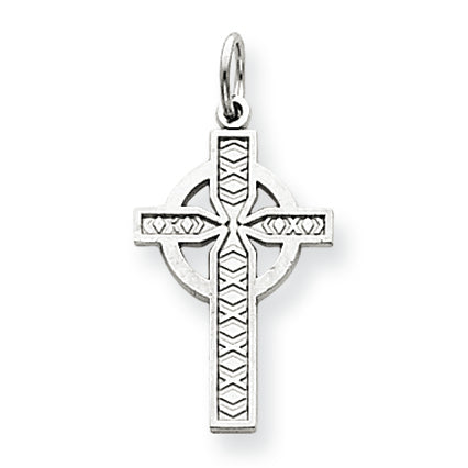 14K White Gold Celtic Cross Charm