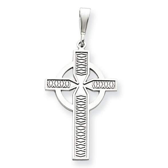 14K White Gold Celtic Cross Charm