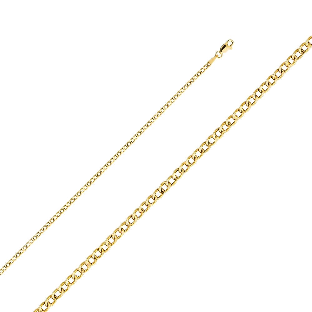 14K Solid Yellow Gold Light Curb Chain 2.5mm thick 22 Inches.  Made in Italy
