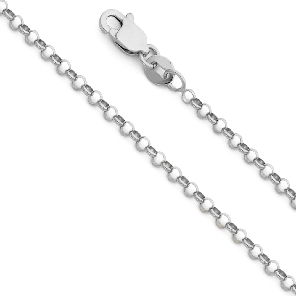 14K Solid White Gold Rolo Chain 2.3mm thick 18 Inches. Made in Italy ...