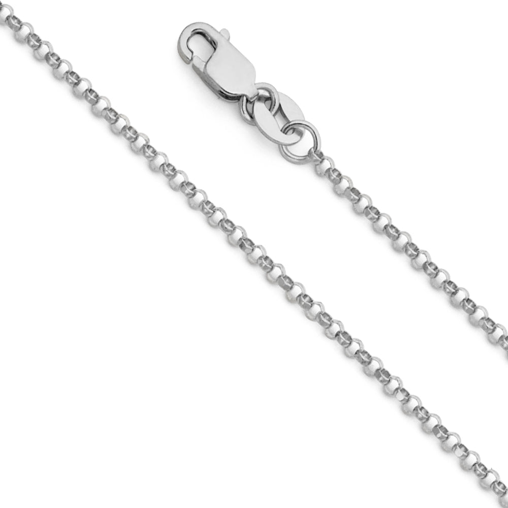 14K Solid White Gold Rolo Chain 1.8mm thick 24 Inches. Made in Italy ...