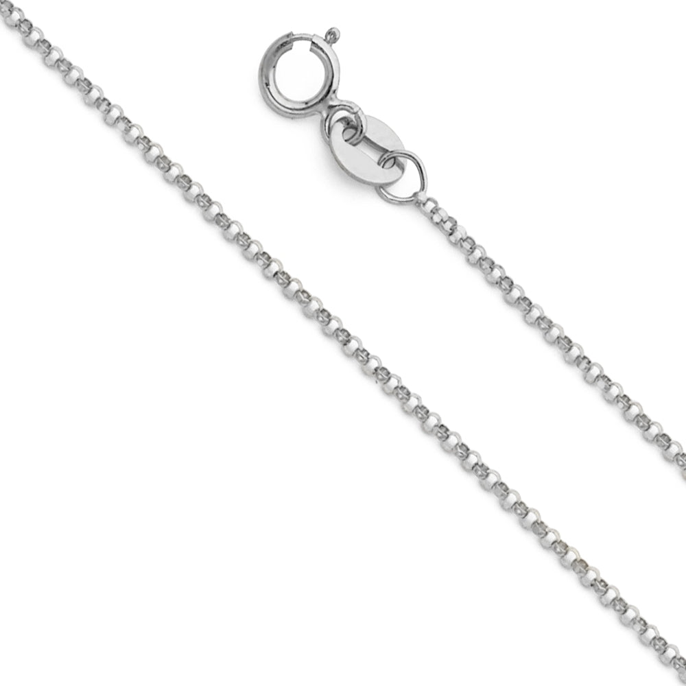 14K Solid White Gold  Rolo Chain 1.3mm thick 18 Inches.  Made in Italy