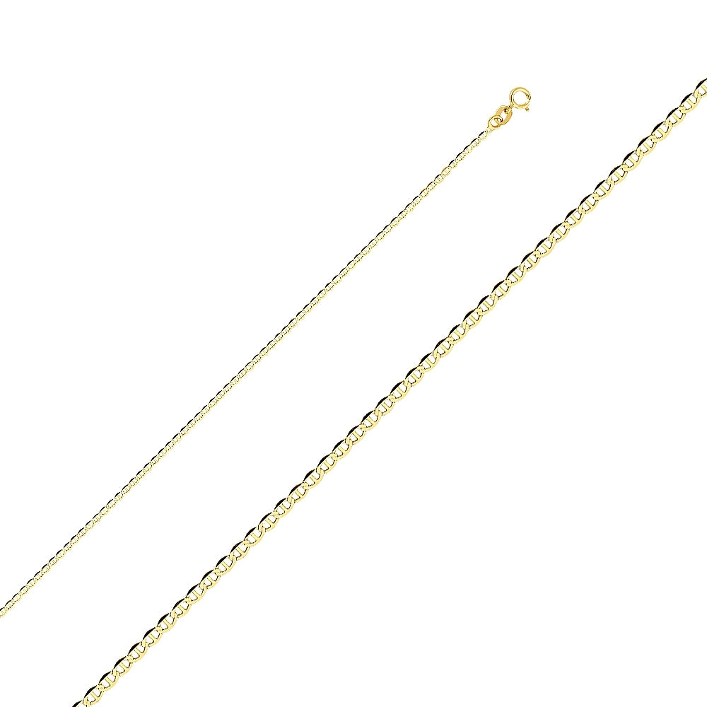 14K Solid Yellow Gold Heavy Mariner Chain 1.7mm thick 20 Inches.  Made in Italy