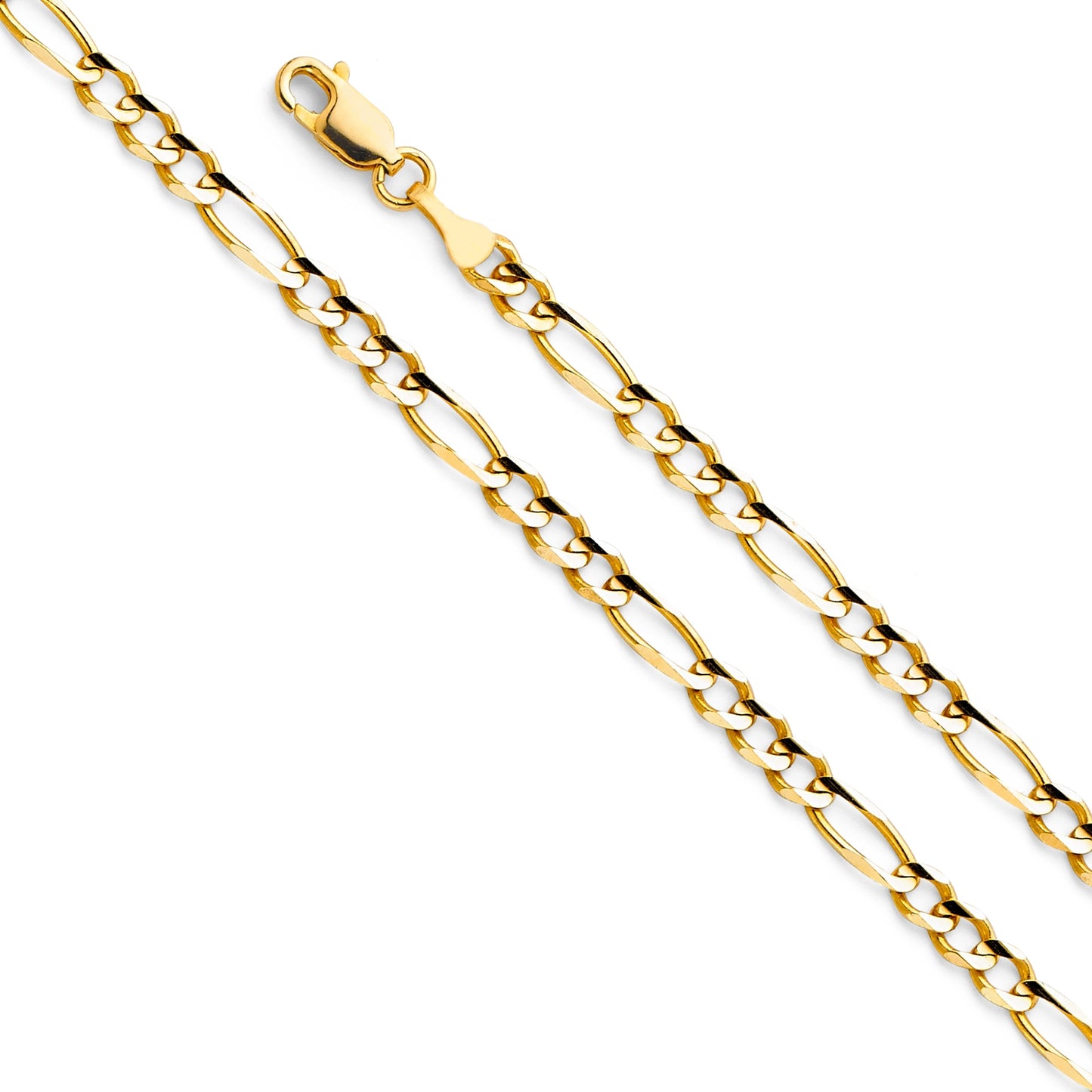 14K Solid Yellow Gold Heavy Figaro Chain 4.4mm thick 24 Inches.  Made in Italy