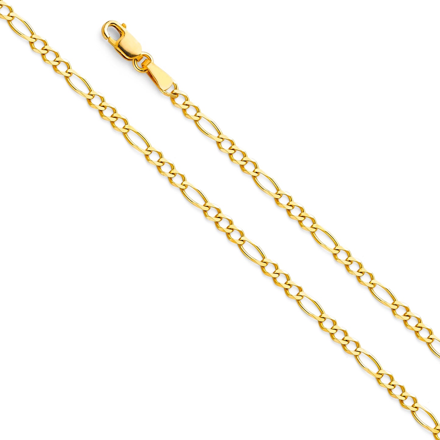 14K Solid Yellow Gold Heavy Figaro Chain 3mm thick 16 Inches.  Made in Italy