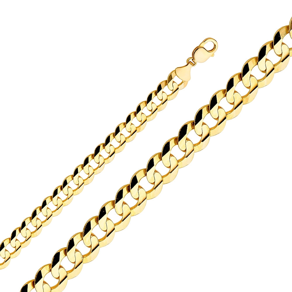 14K Solid Yellow Gold Cuban Concave Curb Chain 13.4mm thick 26 Inches.  Made in Italy