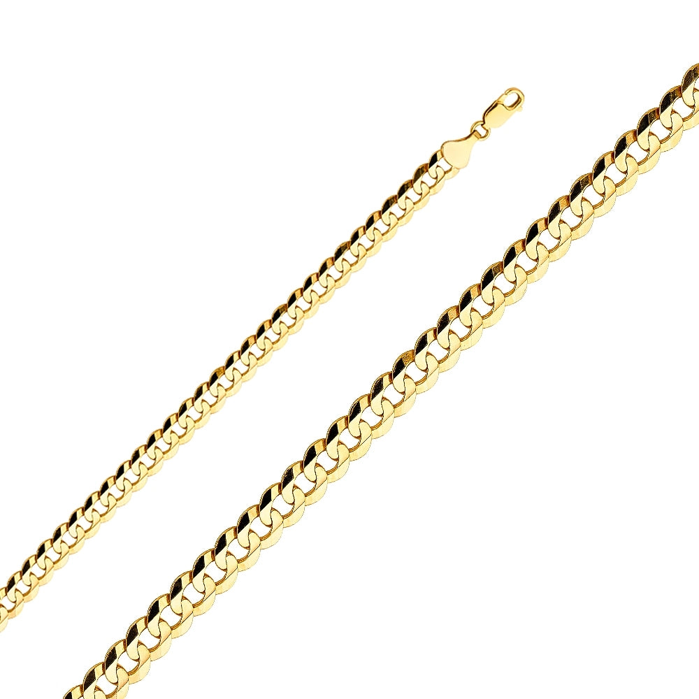 14K Solid Yellow Gold Cuban Concave Curb Chain 9mm thick 26 Inches.  Made in Italy