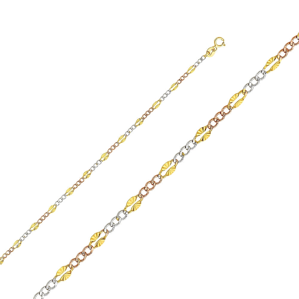 14K Solid Multi Tone Gold Stamped Figaro Chain 3.5mm thick 20 Inches.  Made in Italy