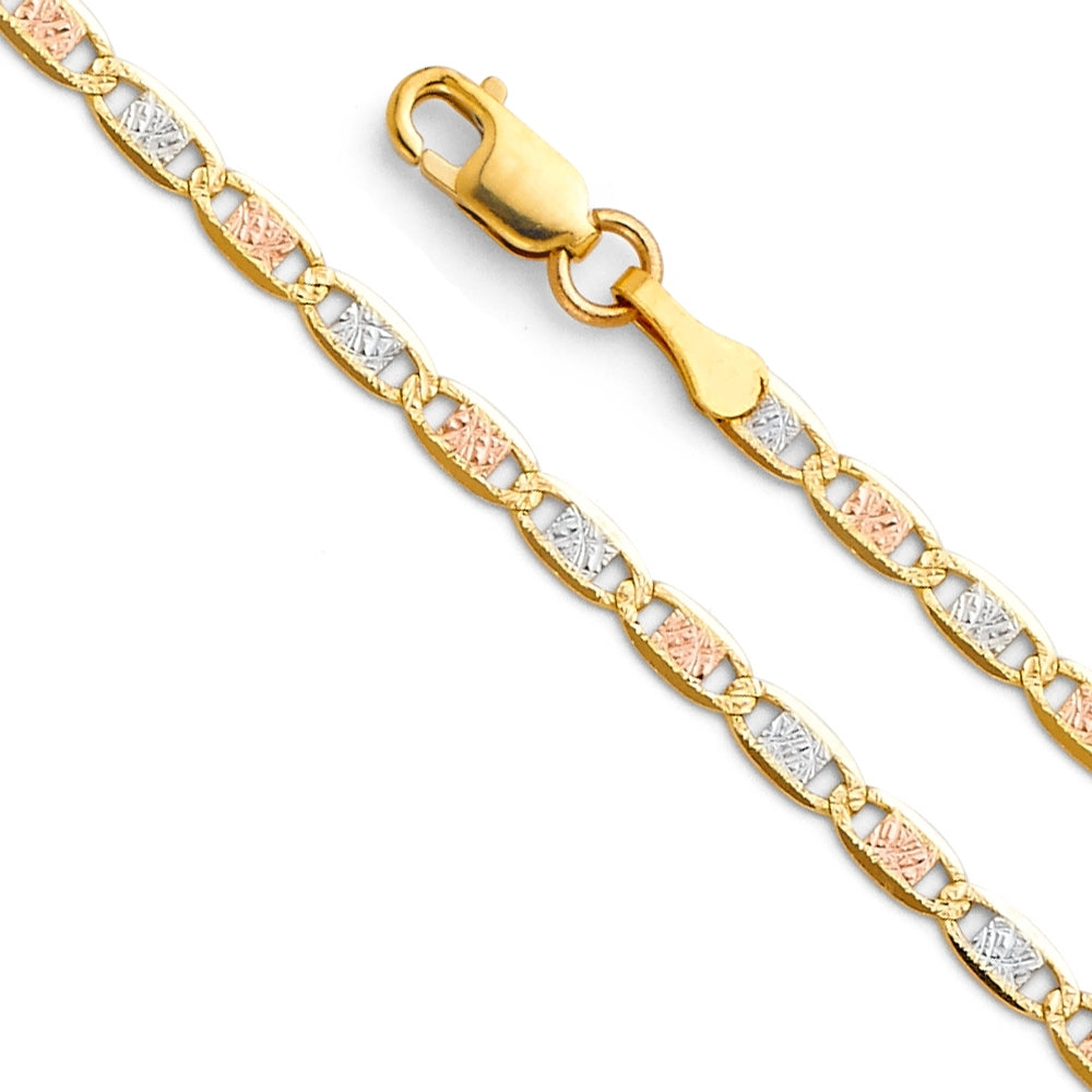 14K Solid Multi Tone Gold Valentino Mariner Chain 2.9mm thick 16 Inches.  Made in Italy