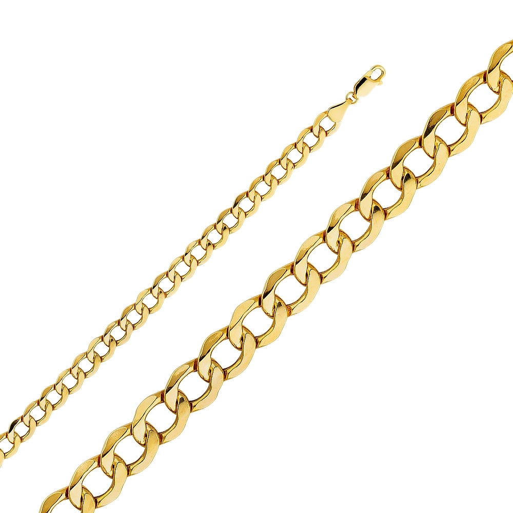 14K Solid Yellow Gold Light Curb Chain 7.4mm thick 22 Inches.  Made in Italy