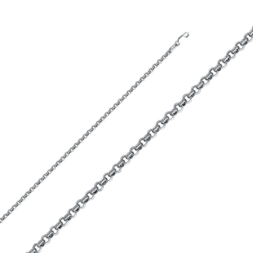 14K Solid White Gold  Rolo Chain 3.2mm thick 18 Inches.  Made in Italy