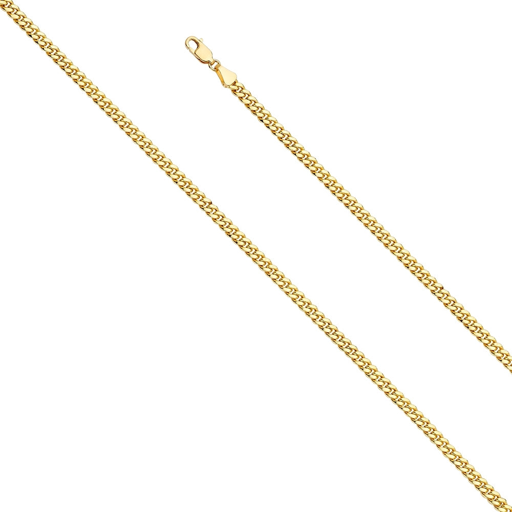 14K Solid Yellow Gold Light Miami Cuban Chain 4.1mm thick 22 Inches.  Made in Italy