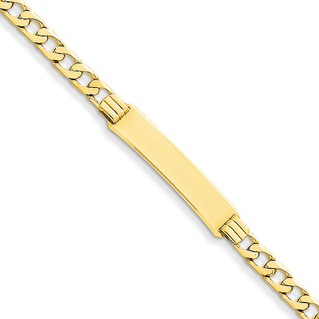 14K Gold Curb ID Bracelet 7 Inches