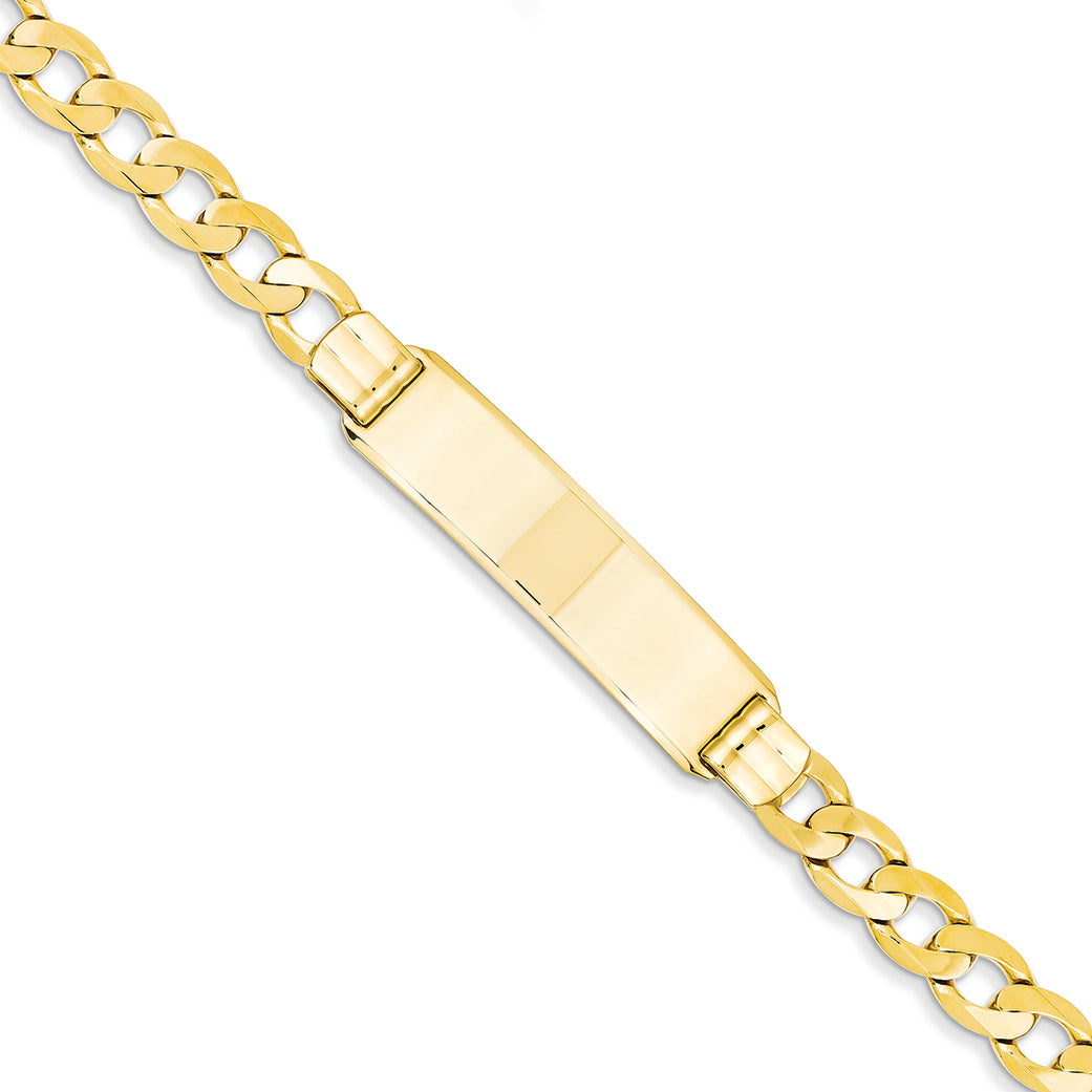 14K Gold Curb ID Bracelet 8 Inches