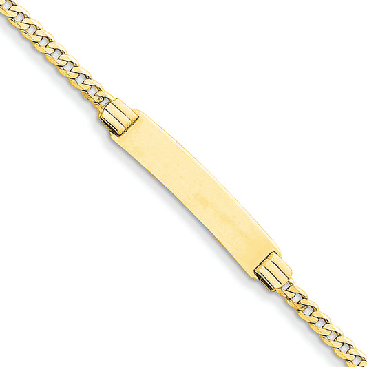 14K Gold Curb Link ID Bracelet 7 Inches