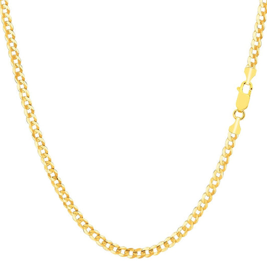 14K Solid Yellow Gold Comfort Curb Chain 2.7mm thick 10 Inches