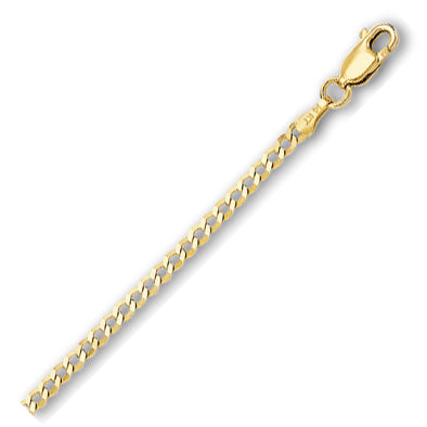 14K Solid Yellow Gold Comfort Curb Chain 2.7mm thick 16 Inches