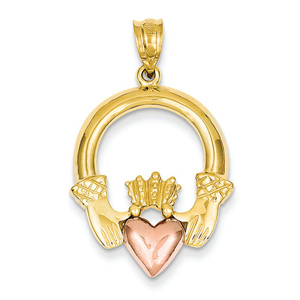 14K Gold Two-Tone Claddagh Pendant