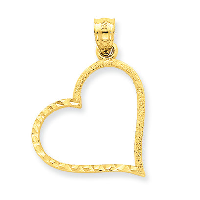 14K Gold Solid Satin Diamond-cut Small Reversible Heart Pendant