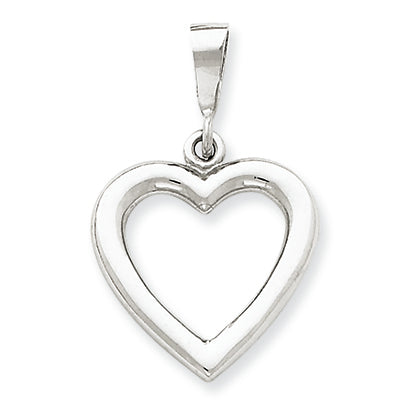 14K White Gold Solid Polished Heart Pendant