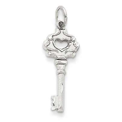 14K White Gold Diamond-cut Key Charm