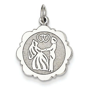 14K White Gold Solid Polished Faceted Bride & Groom Charm