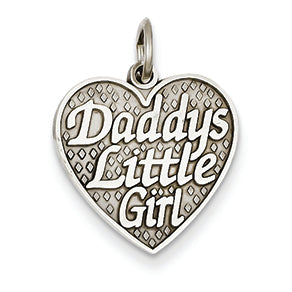 14K White Gold Polished Daddys Little Girl in Heart Charm