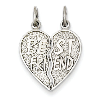 14K White Gold Polished Best Friend Heart Pendant