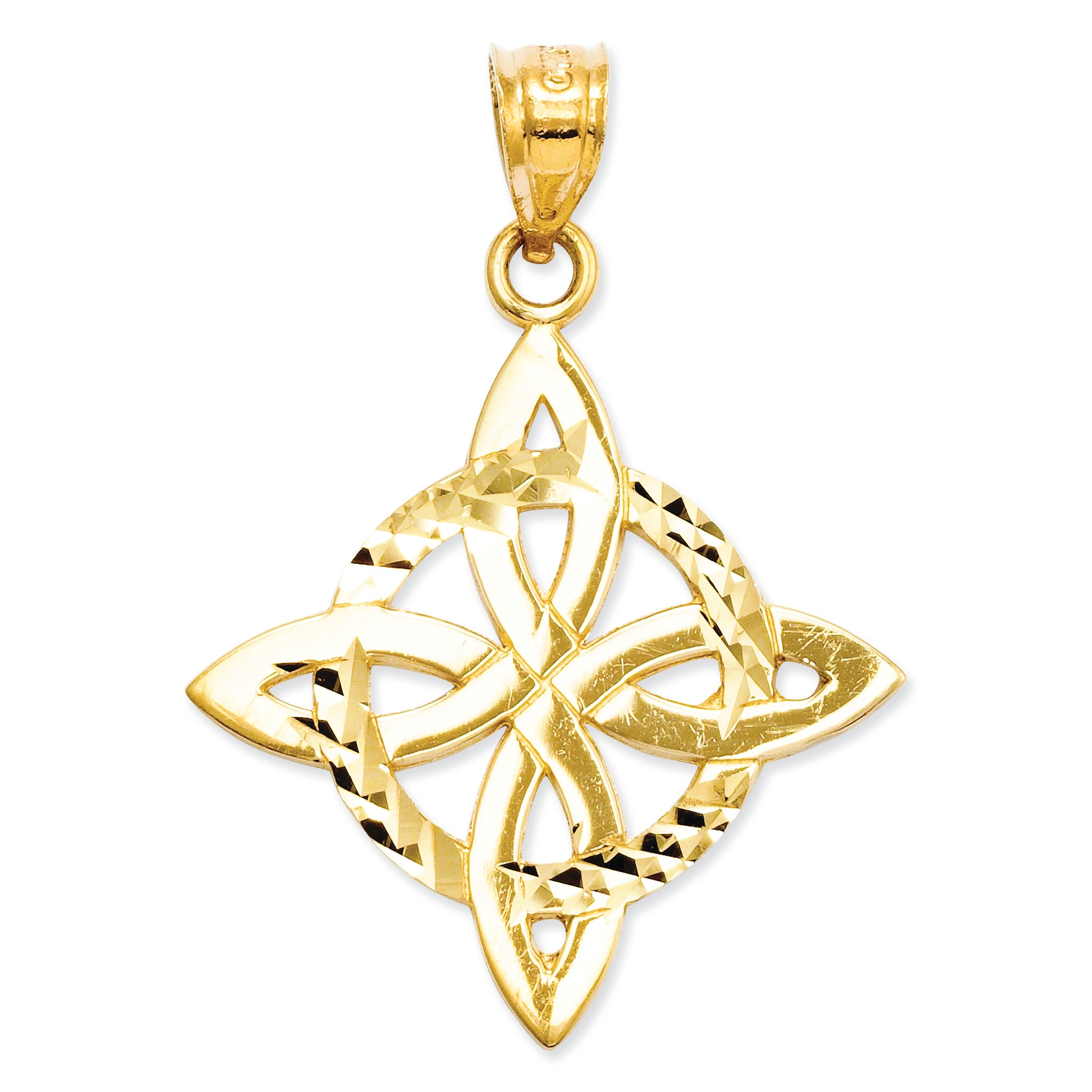 14K Gold Polished Diamond-cut Trinity Pendant