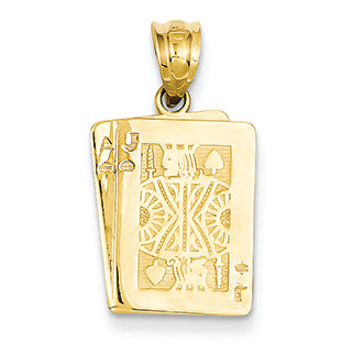 14K Gold Solid Polished Black Jack Pendant