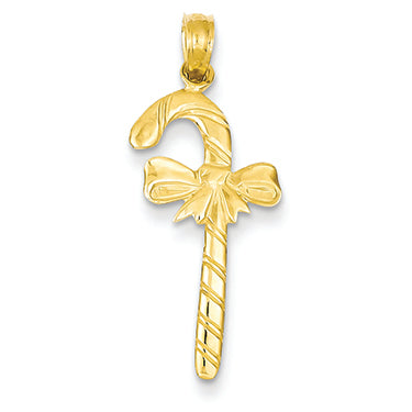 14K Gold Solid Polished Candy Cane Pendant
