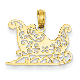 14K Gold  Polished Sleigh Pendant
