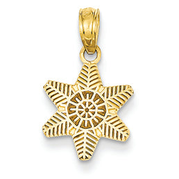 14K Gold Solid Polished Snowflake Pendant