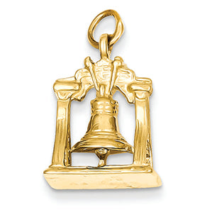 14K Gold Solid Polished 3-Dimensional Liberty Bell Charm