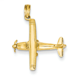 14K Gold 3-D High-Wing Airplane Pendant