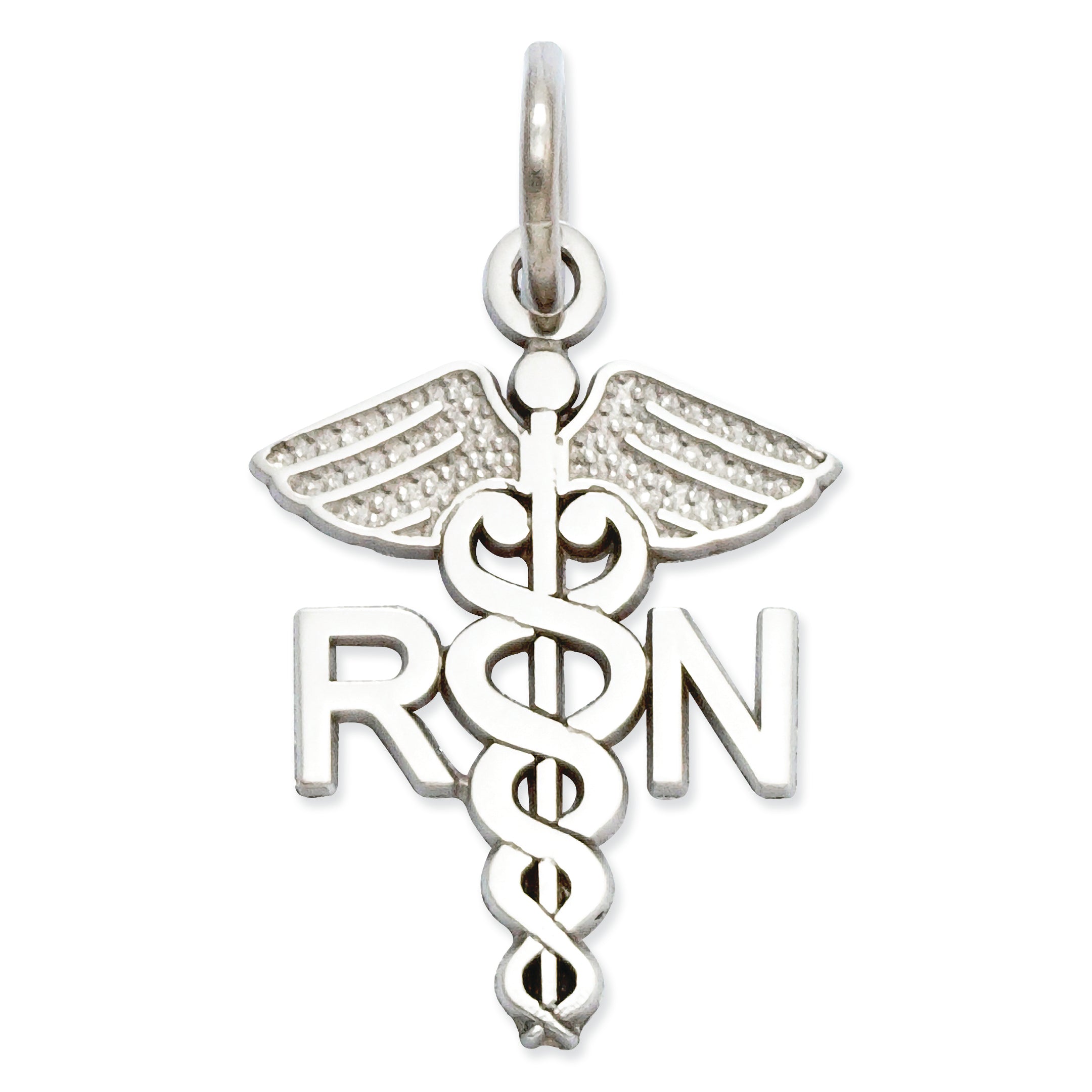 14K White Gold RN Charm
